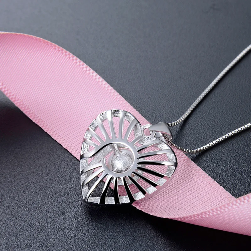 Серебряное ожерелье 925 жемчужные ожерелья женское с кулоном в виде двух сердец