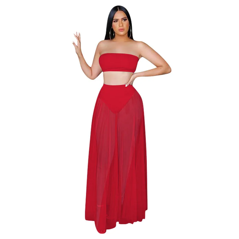 Женский летний комплект из 2 предметов привлекательная длинная юбка с запахом на