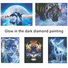 Алмазная живопись, тигр, светящаяся в темноте, алмазная вышивка особой формы, подарки-сюрпризы на комплекты, украшение для дома год