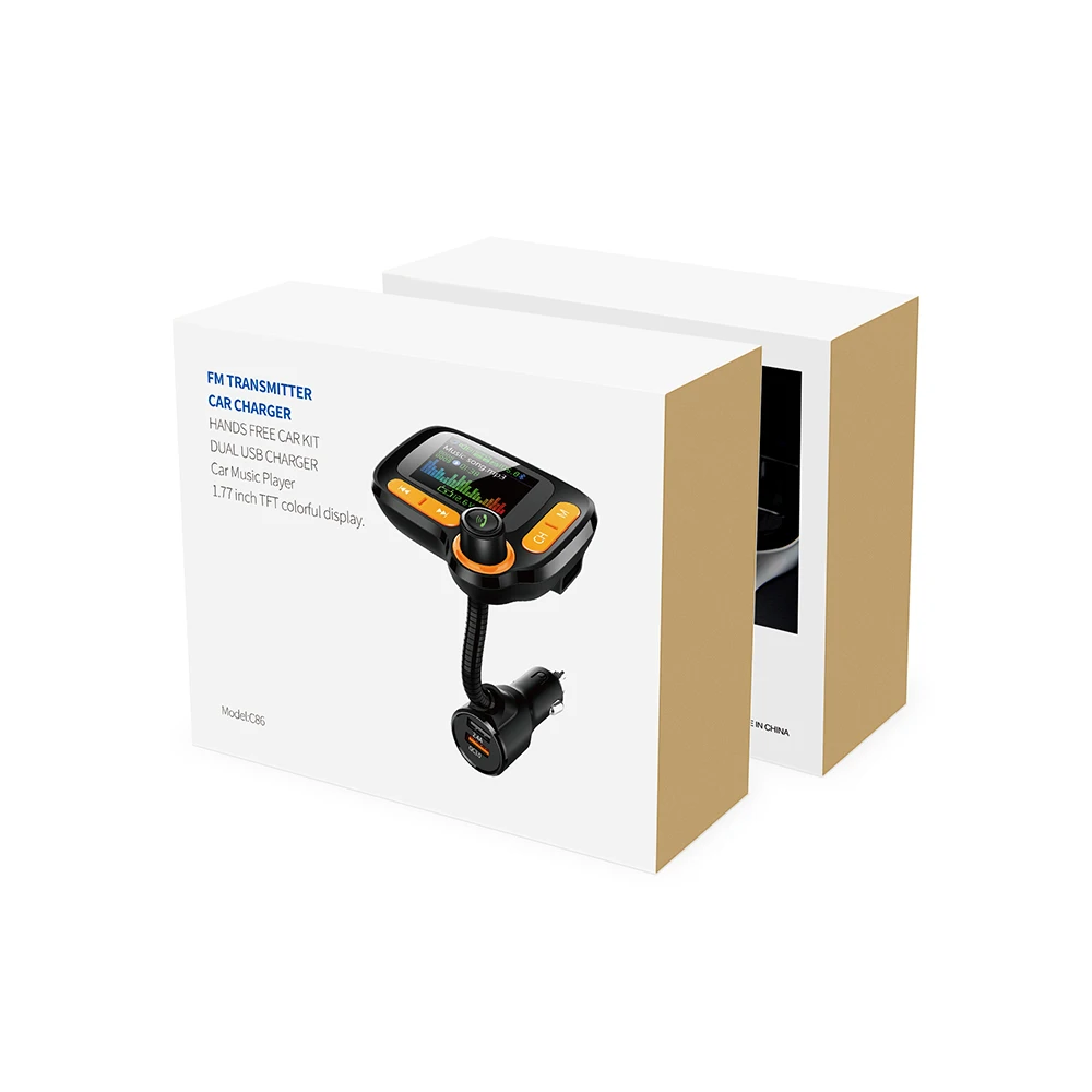 

Car MP3 Player Bluetooth Car Kit FM Transmitter Modulator with Color Screen AUX Auto Music Adapter QC 3.0 USB Charger