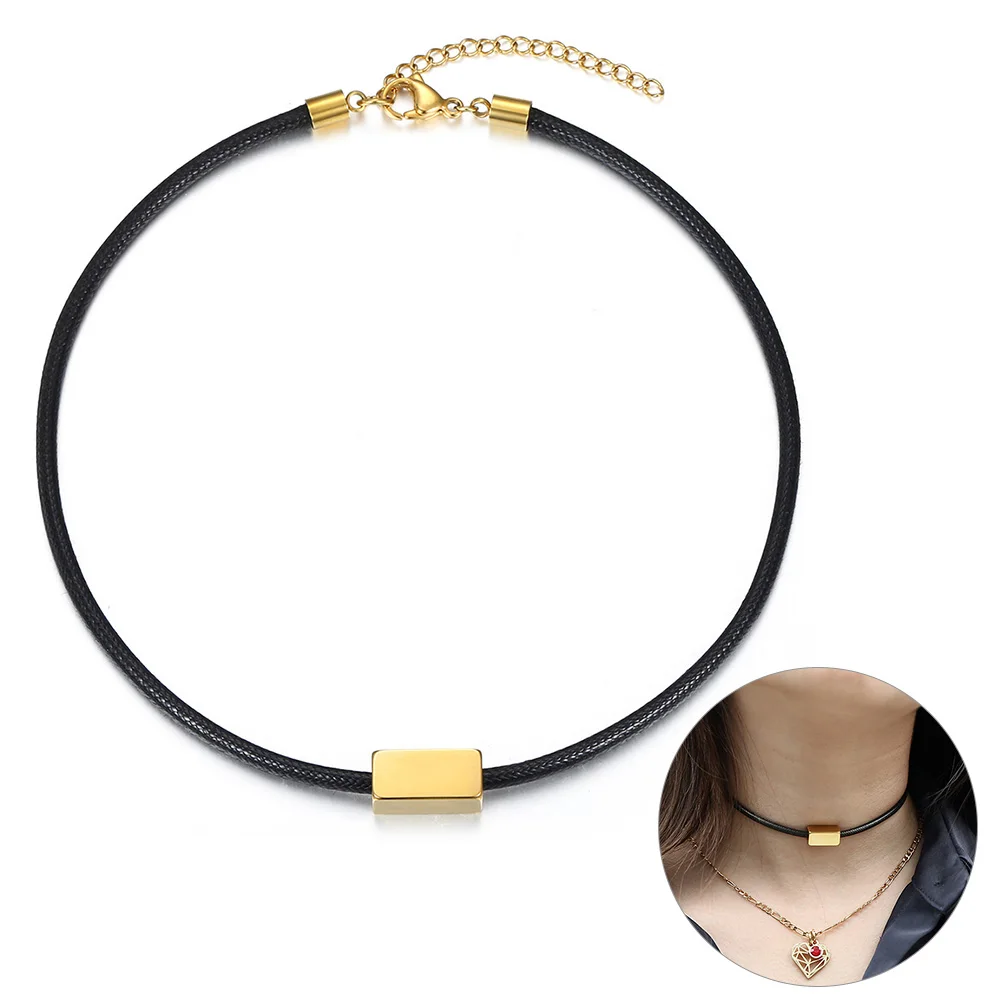 4 мм Колье из кожи для женщин и мужчин золотого цвета нержавеющей стали