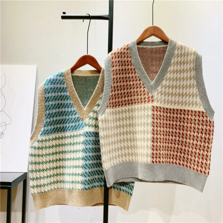 

2021 Autumn Women V-Neck Vest Striped Fashion All Match Women Vest Casual Women Tops Coat HH472