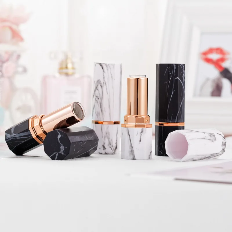 12 1 мм Мраморный белый черный золотой ободок восьмисторонний пустой тюбик для