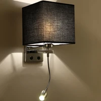 nordic led wall lamp modern bedroom bedside sconce light with switch usb interface hotel cloth wall lamps indoor decor luminaire