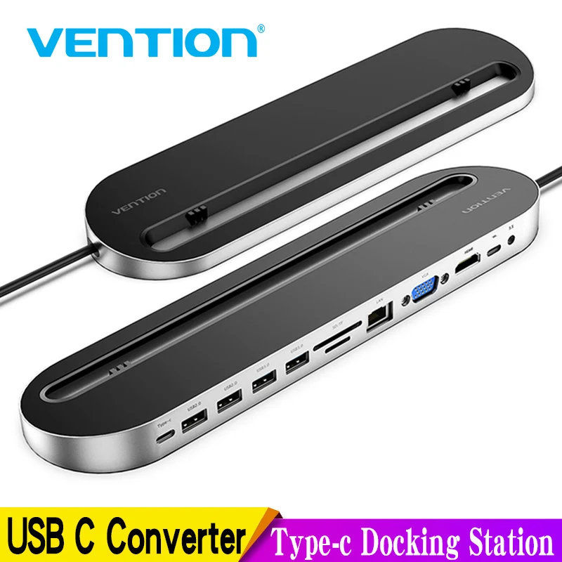 Vention USB C концентратор мульти все в 1 тип c к 3 0 HDMI VGA SD/TF карта PD RJ45 адаптер для MacBook Pro
