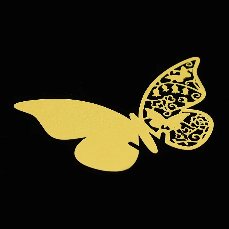 gold 50 шт./компл. оптовые поставки Свадебные Бабочка карточка с именем и местом для Свадебная вечеринка Настольный декоративный бокал для вина вечерние события - Цвет: gold