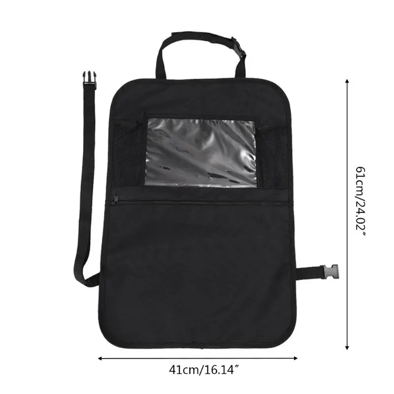 Funda protectora de asiento trasero de coche para ni&ntilde;os, organizador de asiento trasero de coche, negro, antisuciedad, bolsa de almacenamiento-5