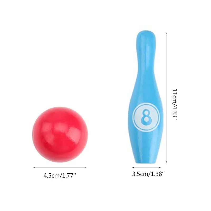 12 шт./компл. Набор для боулинга деревянного цвета 10 контактов 2 мяча игра детей в