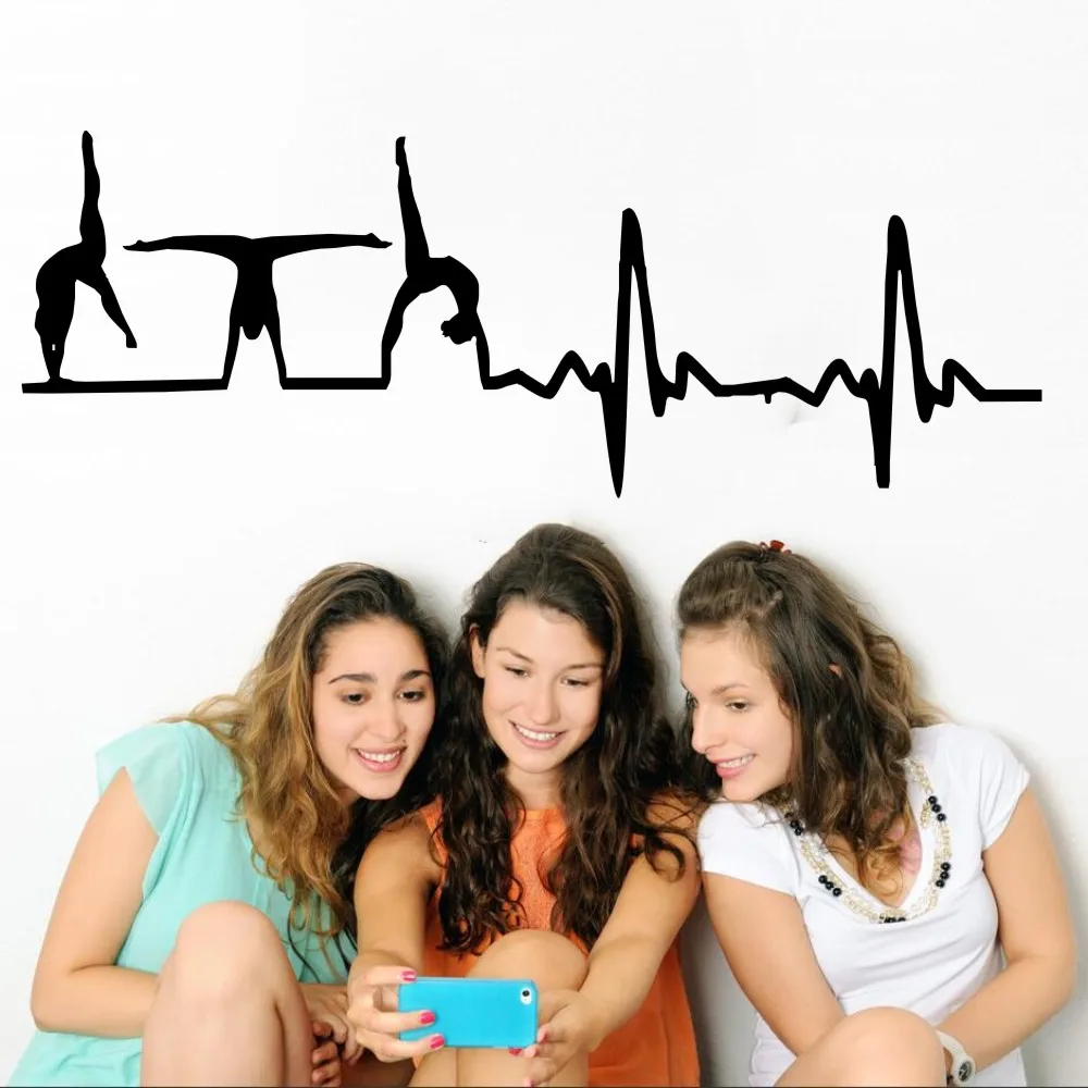 WJWY гимнастические наклейки на стену с изображением сердцебиения Я люблю