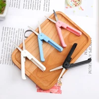 creative portable telescopic scissors pure color simplicity paper cutting folding safety scissors mini stationery scissors