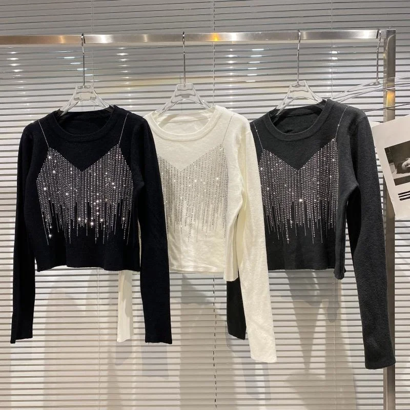 

Женский свитер с длинным рукавом и круглым вырезом, в стиле интернет-знаменитостей, осень 2021