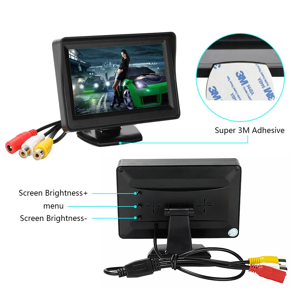 Камера заднего вида Автомобильная с ЖК-дисплеем 4 3 дюйма | Автомобили и мотоциклы