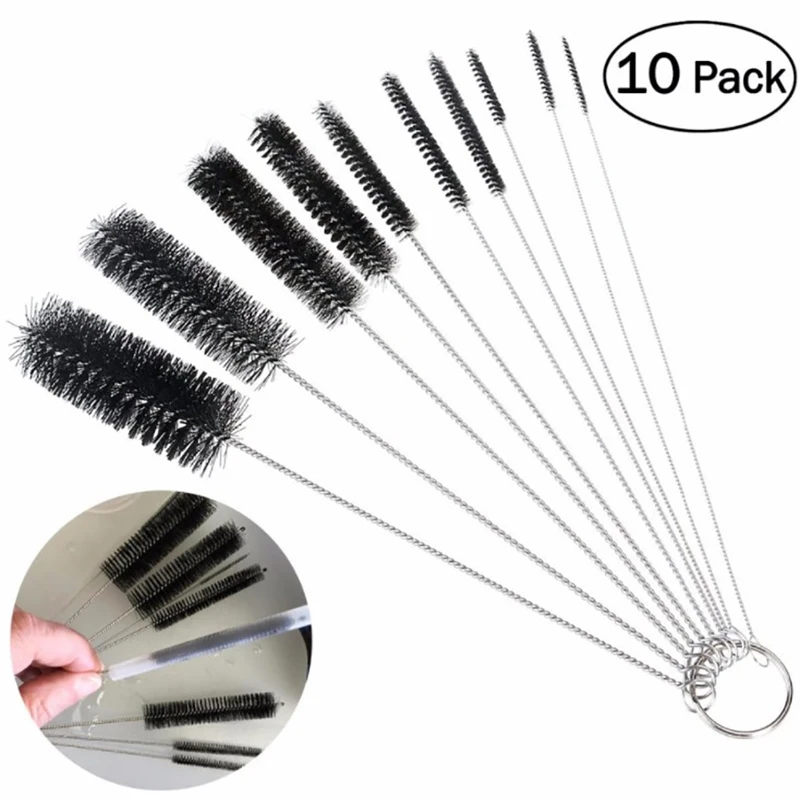10pcs Straw Brush Stainless Steel Wash Drink Pipe Straw Brushes Brush Cleaner For Wine Glass Bottle Coffee Tea Mug