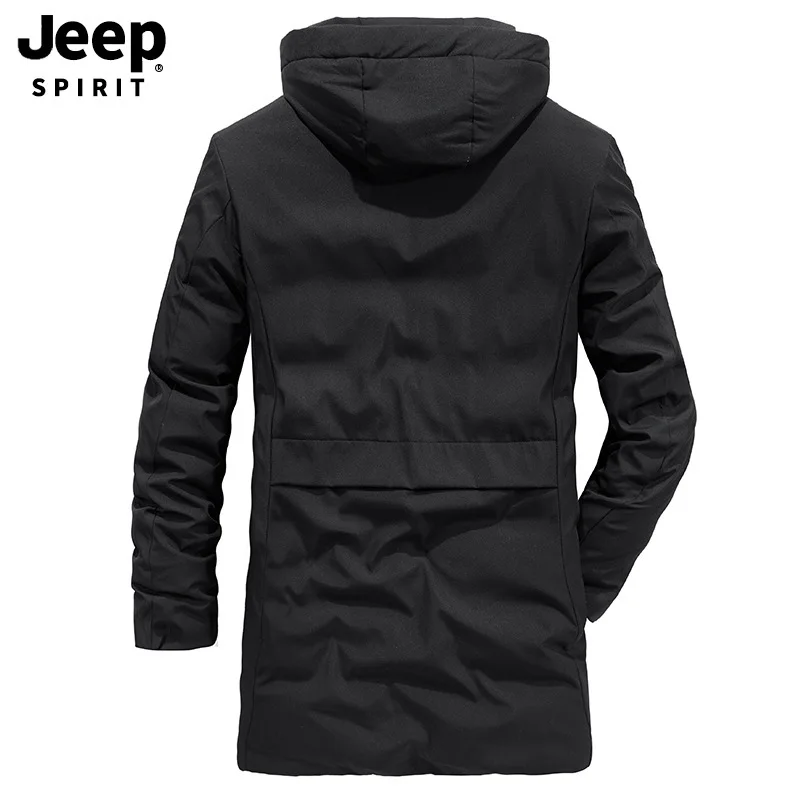 JEEP SPIRIT зимняя куртка на утином пуху Мужская мода средней длины Толстая теплая ветровка зимнее пальто для мужчин размера плюс L-4XL Veste Homme