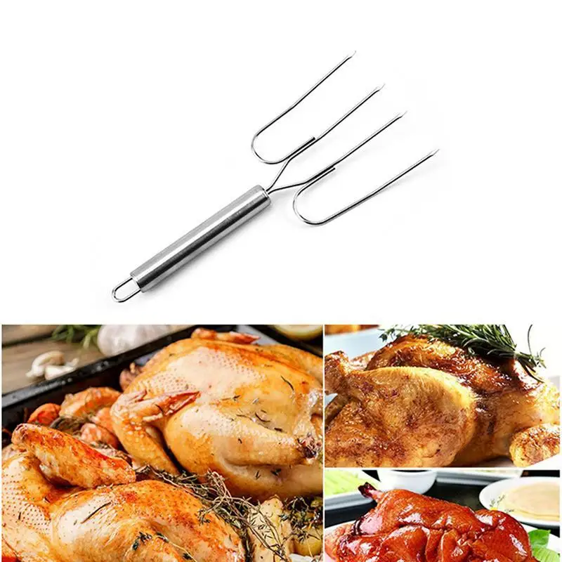

Picnic Charcoal BBQ Fork Stainless Steel Spit BBQ Forks Charcoal Chicken Grill Rotisserie Meat Fork BBQ Tool Roast Accessories