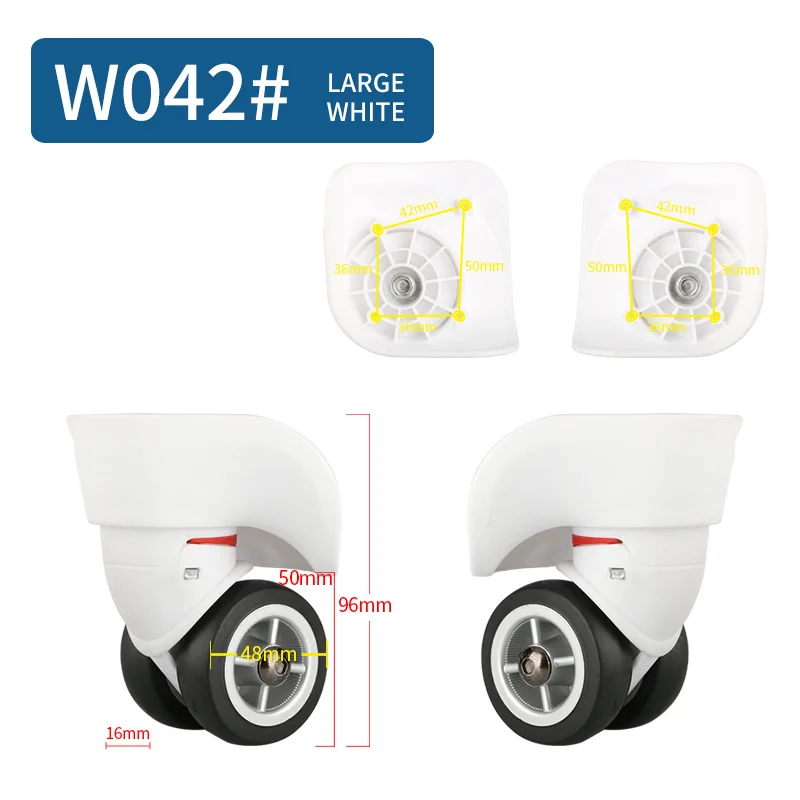 W042 Large White Тележка для ремонта, универсальные колеса, аксессуары, запчасти, колеса, обслуживание, пароль, чемодан, багажные тапочки, Универсальные ролики для багажа - Цвет: W042 Large White