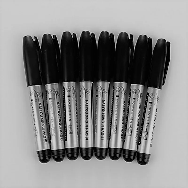 Черная Перманентная масляная маркерная ручка 3 шт./лот для бумаги металлическая