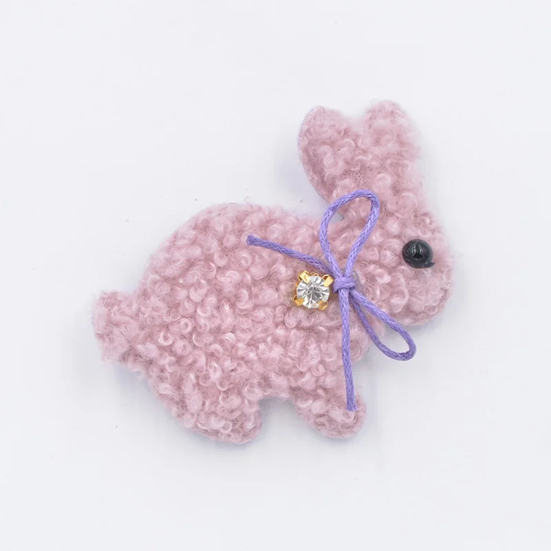 6 шт. плюшевый патчи Kawaii Кролик с бантом Стразы Аппликации для одежды леггинсы поделки DIY шпилька Декор G08 - Цвет: Purple