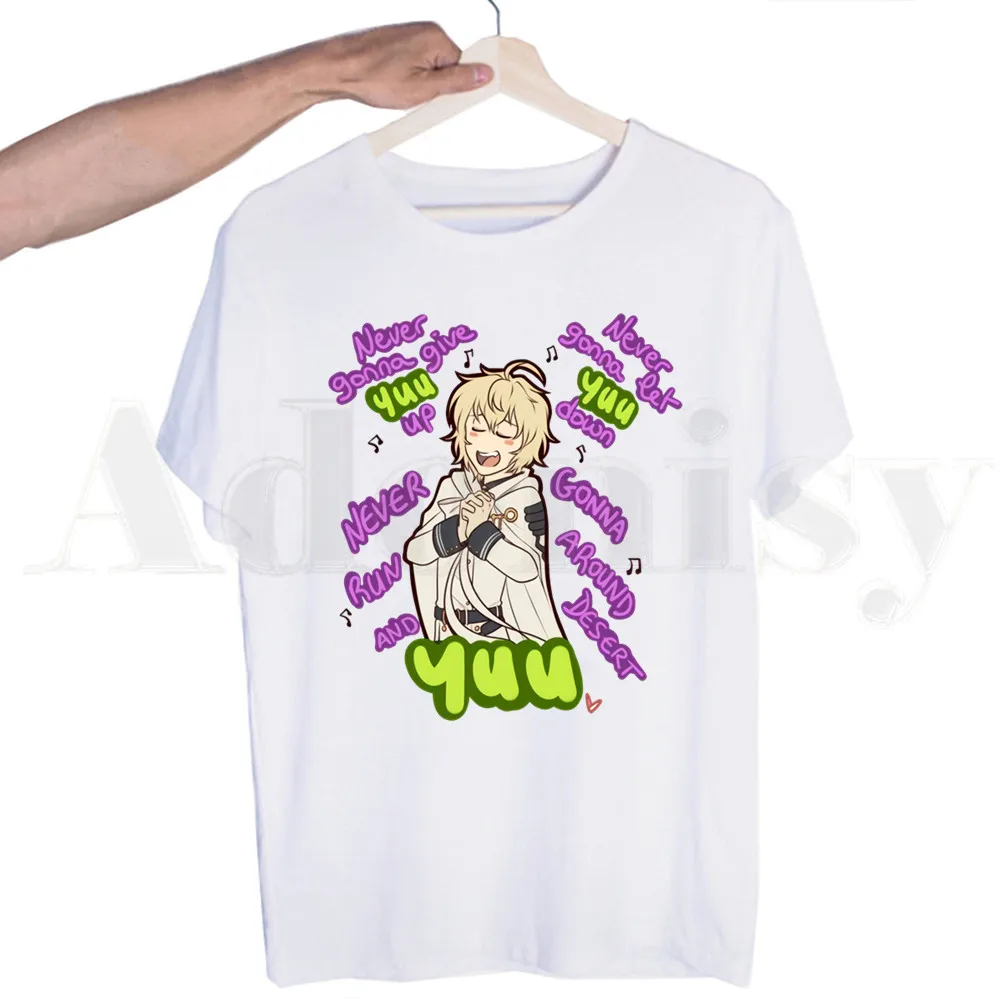 Футболка Seraph of The End с рисунком аниме Hiiragi Shinoa мужские топы коротким рукавом