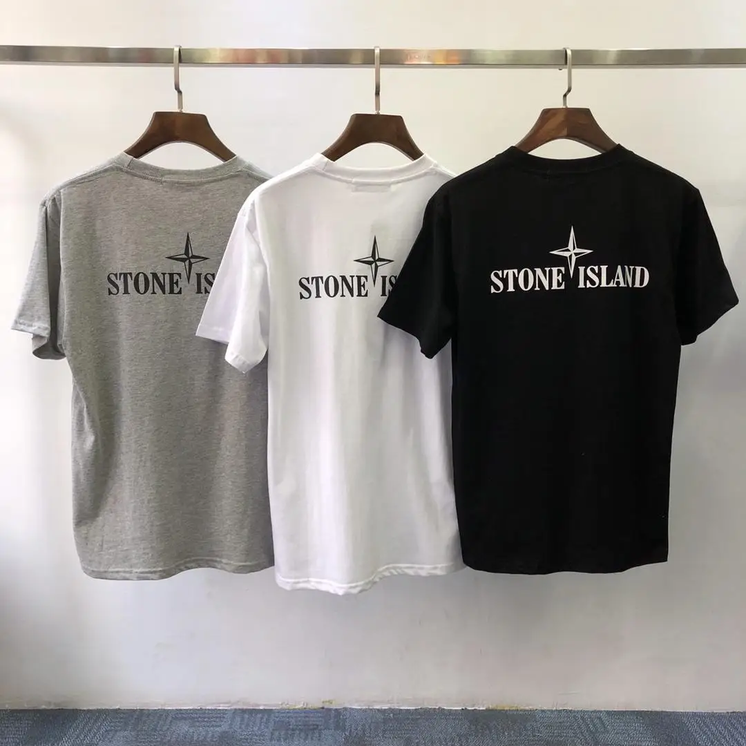 

Stone Island Summer Classic Letter Printing T-shirt Simple and Versatile Men and Women Couples Fashion Casual Loose Round Neck