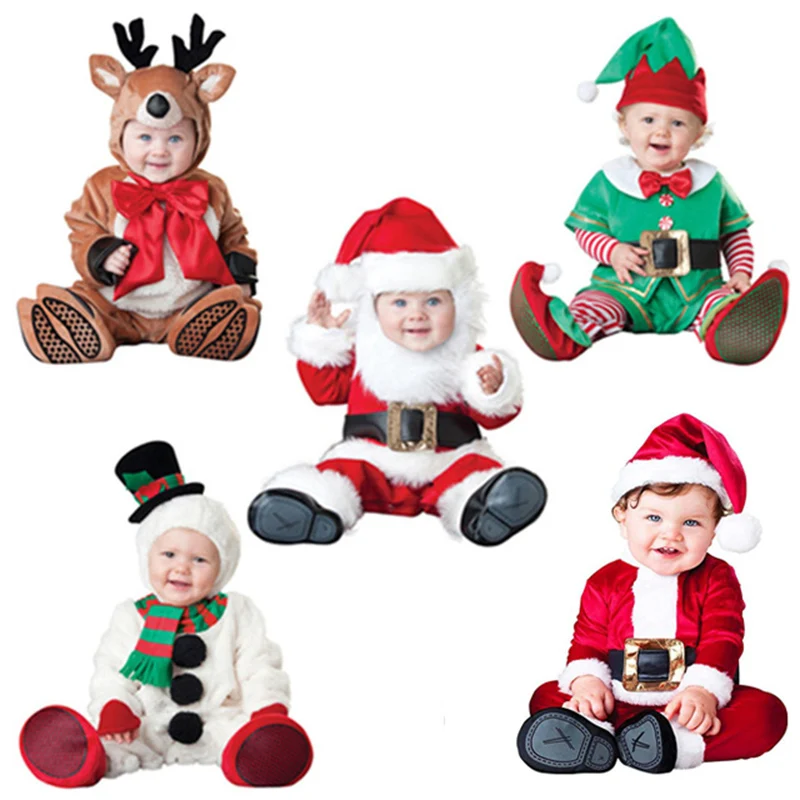 

Christmas Baby Newborn Rompers Snowman Elk Elf Santa Claus Clothes Children Romper boys&girls Jumpsuit Halloween Costumes Gifts