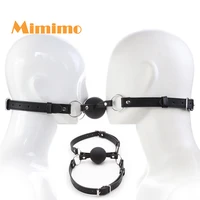 bdsm bondage leather double strap mouth gag slave toys for couples woman gay adult games flirt fetish sexy silicone ball sex toy