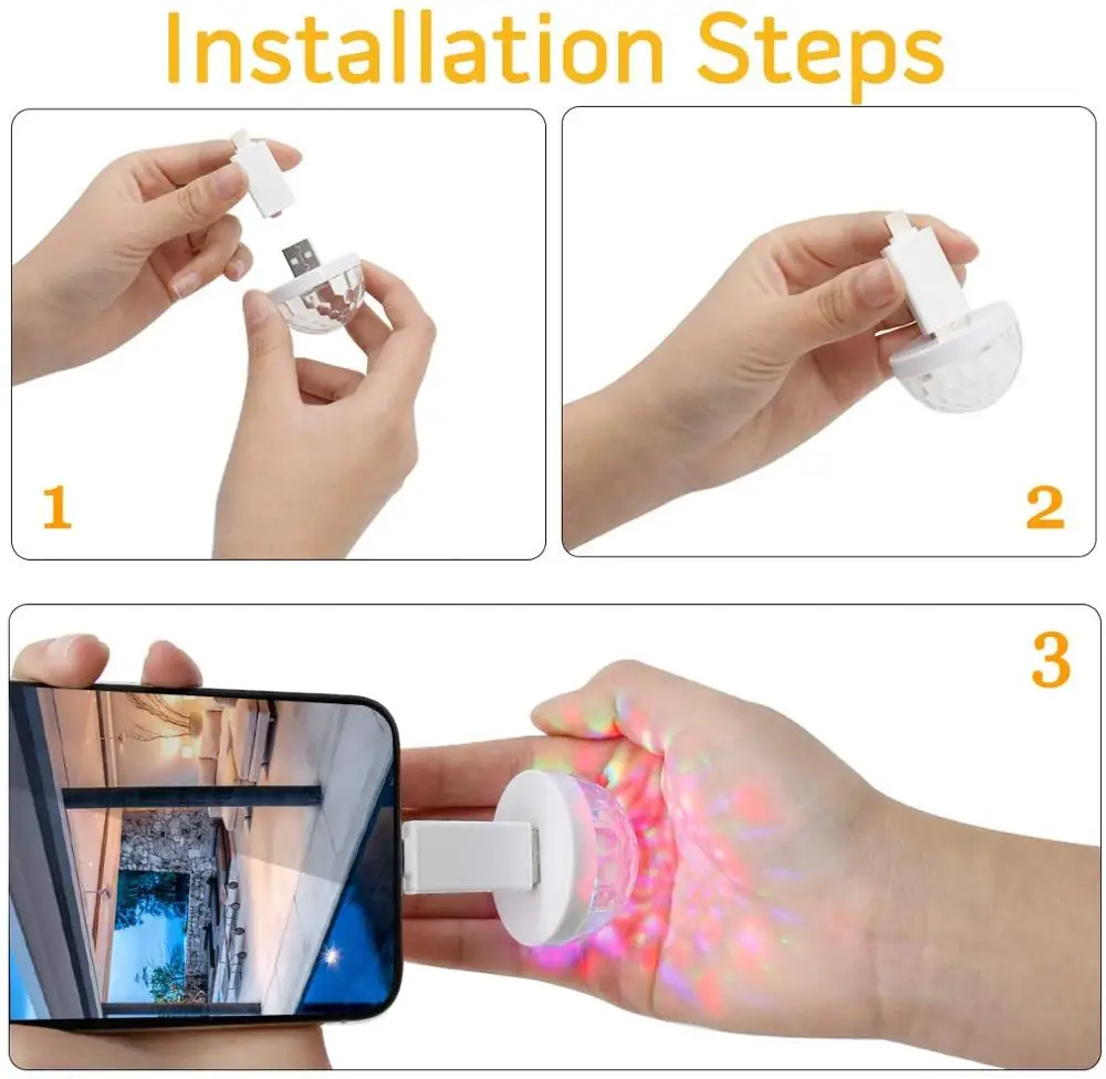 

Mini USB LED Light Portable Family Party Magic Ball Disco Stage Colorful Light Bar Club Stage Effect Lamp for Mobile Phone
