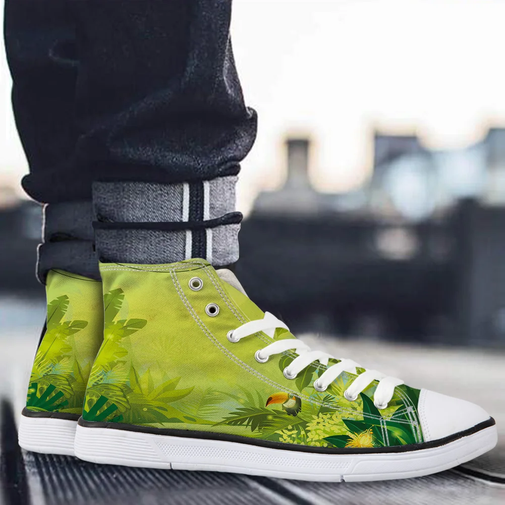 WHEREISART/Женская парусиновая обувь Натуральная Зеленая лесная Цветочная высокая
