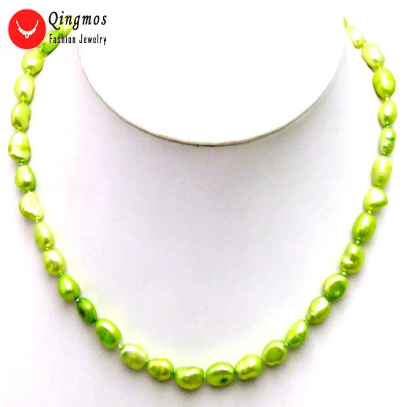 

Qingmos Мода зеленый жемчуг ожерелье для женщин с 7-9 мм БАРОККО натуральный пресноводный жемчуг ювелирные изделия с чокерами 17 "Colar Nec5804
