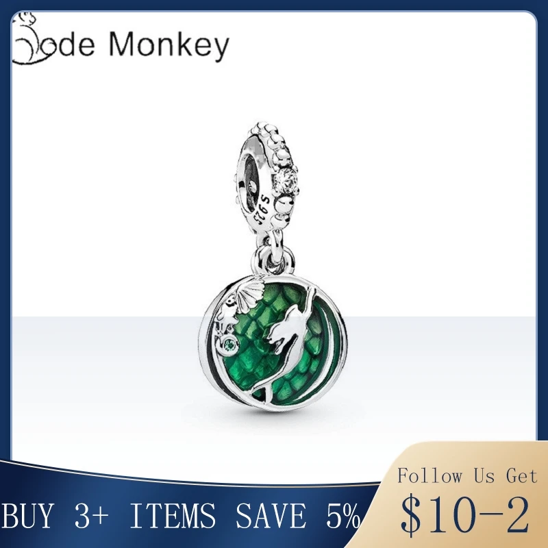 CodeMonkey хит продаж 100% настоящая 925 пробы серебро Русалочка бусины подвески