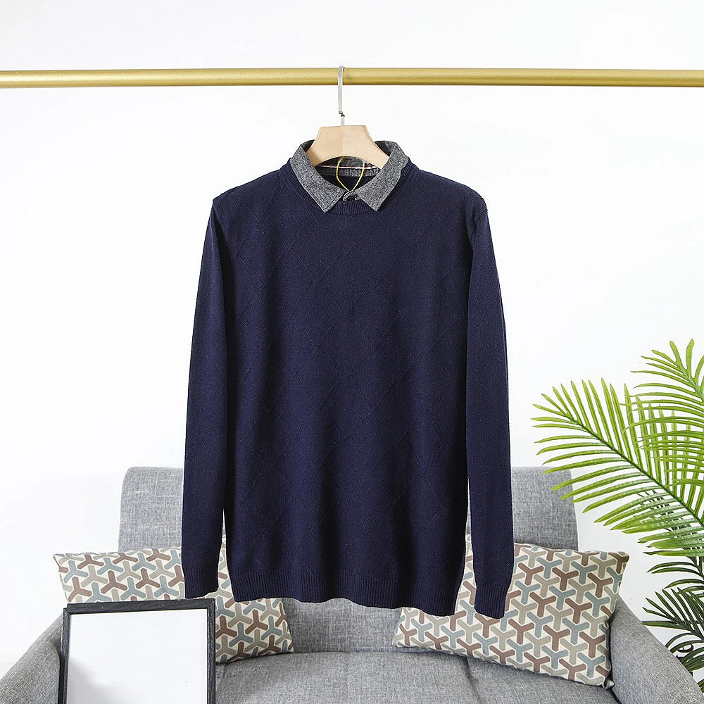 Новинка Осень-зима 2021 мужской клетчатый кардиган из двух частей с ромбовидным