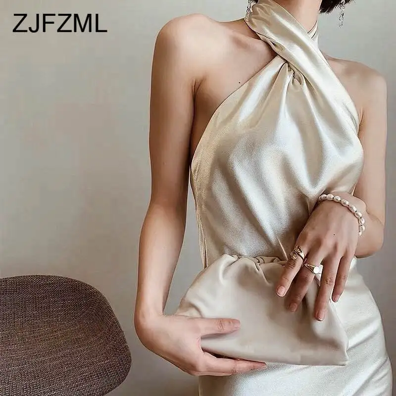 Сексуальное женское длинное атласное платье с открытой спиной винтажное