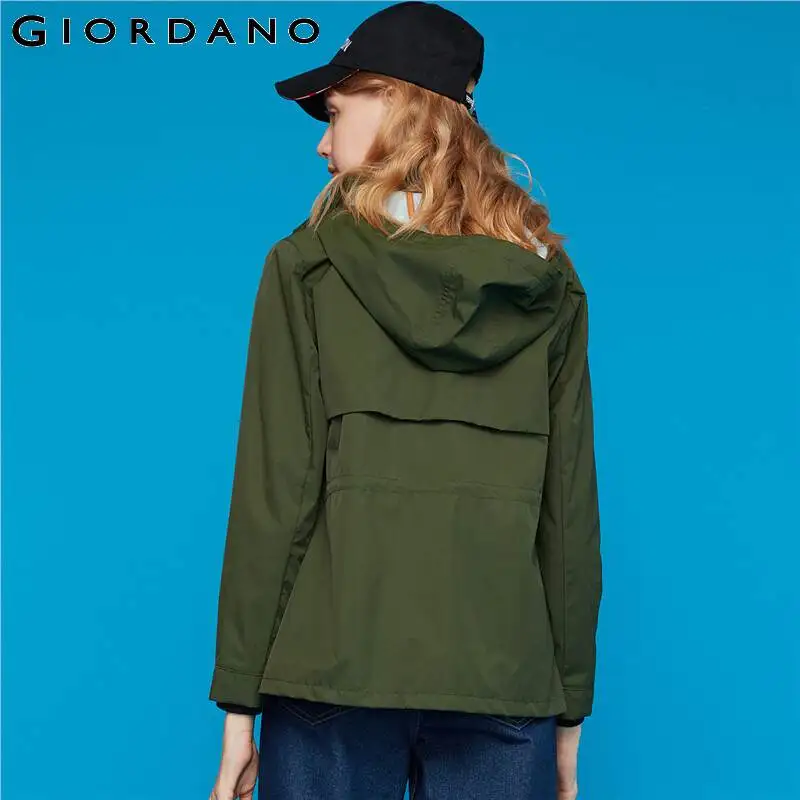 Giordano женская ветровка с капюшоном из натурального хлопка выполнена в нескольких