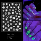 Светящийся эффект 3D лист цветок дизайн Хэллоуин дизайн ногтей сияющий блеск наклейки для ногтей украшение Рождественские снежинки