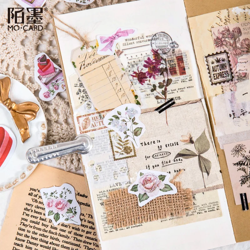 

46pcs Cartoon Rose Flower Manor Decoration Sticker Sheets Butterfly Kawaii Sticker Hand account Korean Stationery