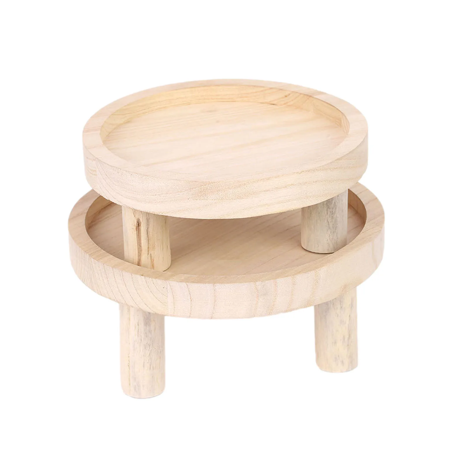 

Wooden Three-legged Plant Stand Stable Strong Durable Succulent Flower Pot Holder Home Shelf Display Stand Tray