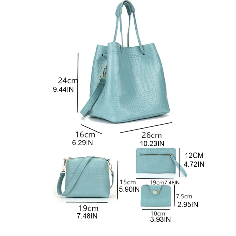 

4Pcs PU Leather Women Handbag Shoulder Bag Tote Card Holder Purse Satchel QXNC