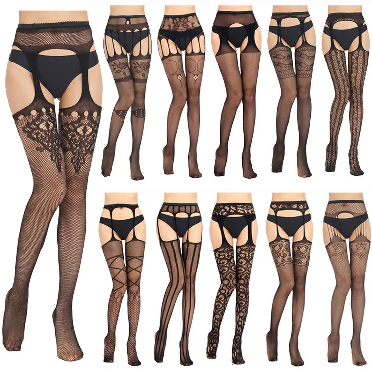 

2PC Woman Sexy Lingerie Pantyhose Erotic Stockings Medias Hombre Mesh Open Crotch Fishnet Panty Bottoming Lntimate Goods For Sex