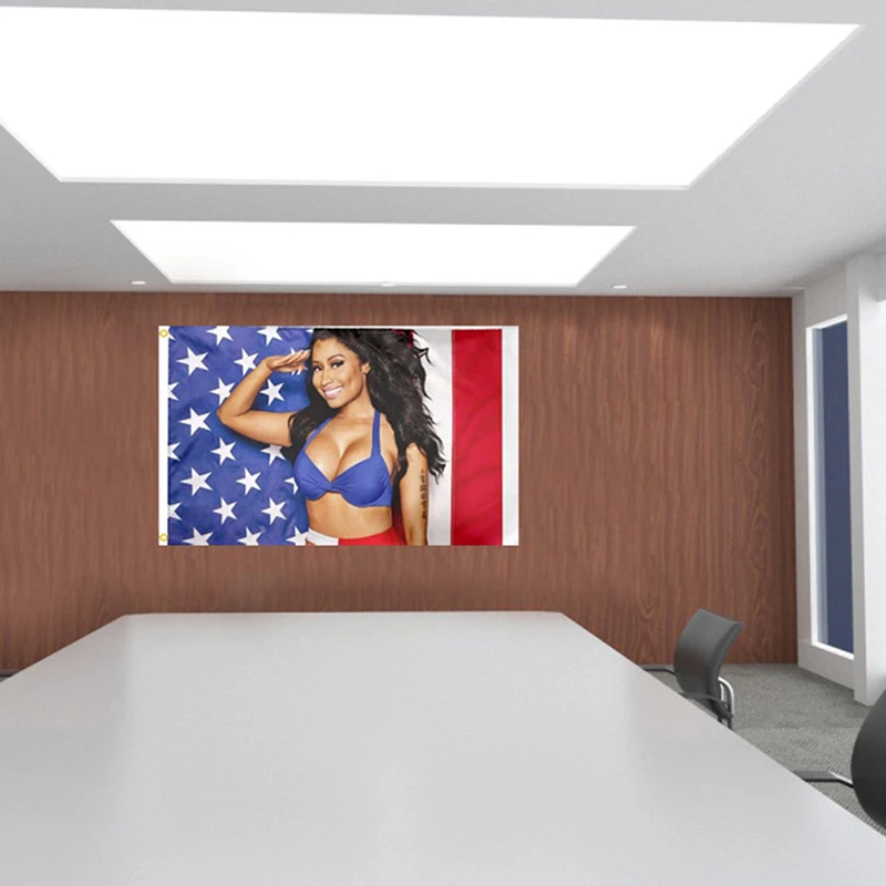 

3x5ft Nicki Minaj Rap Sexy Usa Flag Music Singer Star Silk Fabric Art Decor Banner