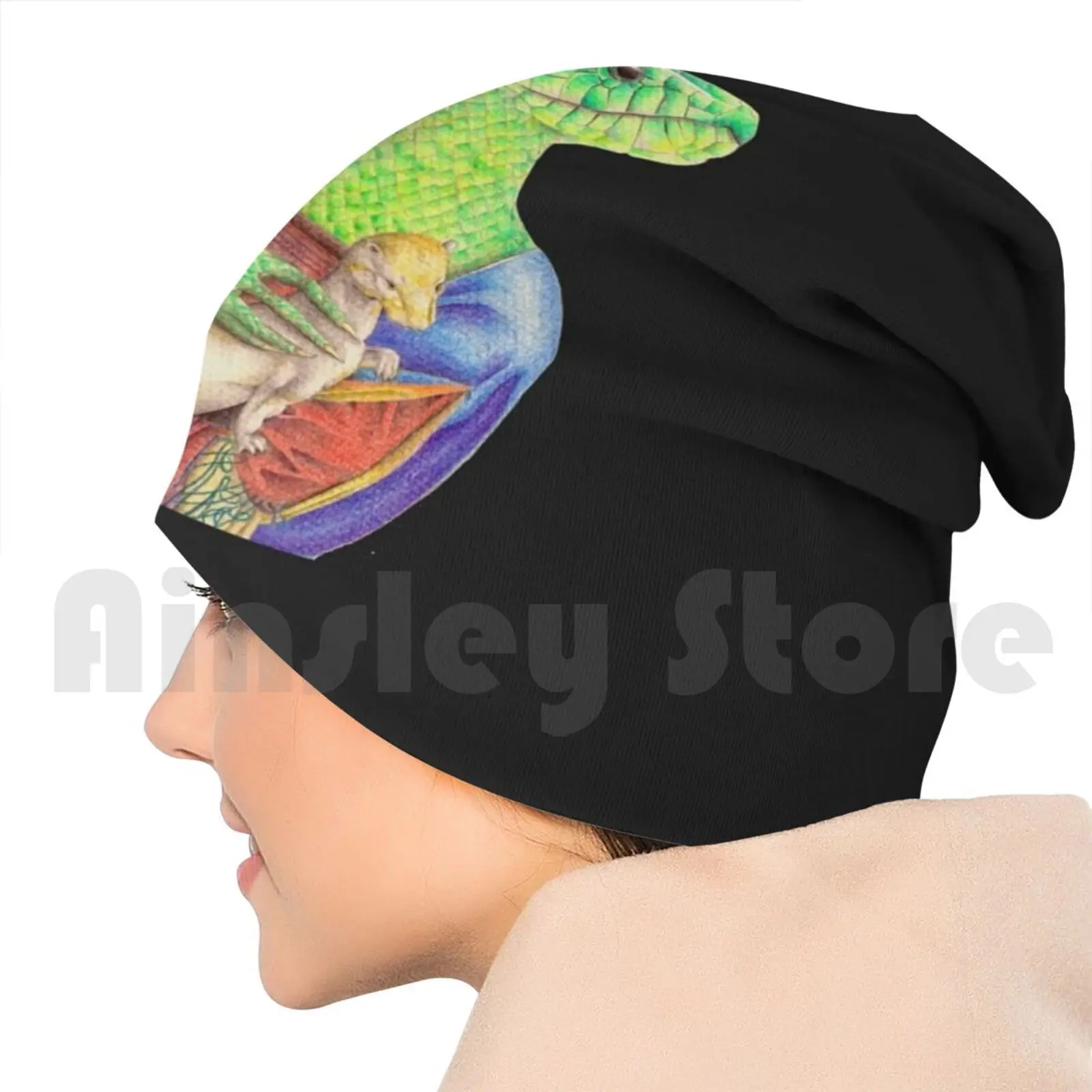 Облегающие шапки злых леди Эрмина вязаная шапка хип-хоп змея давичи да Винчи