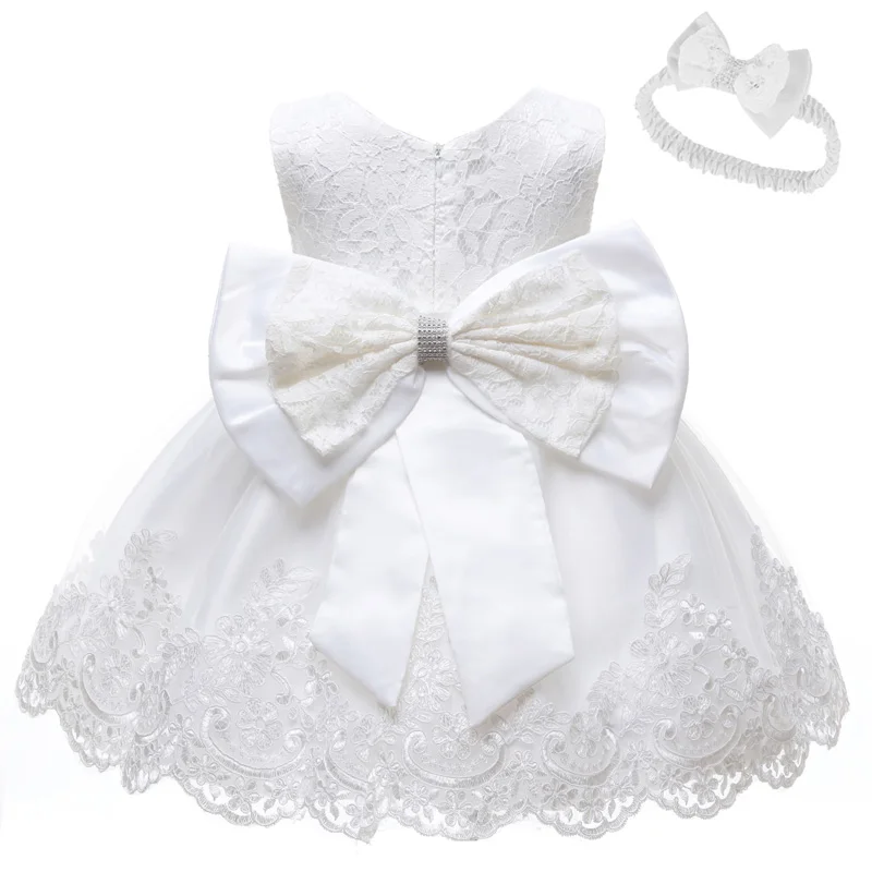 White Vestido infantil летние Одежда для маленькой девочки для разного рода вечеринок: свадеб, Платья для девочек, одежда новорожденных Костюмы Платье для первого дня рождения - Цвет: White