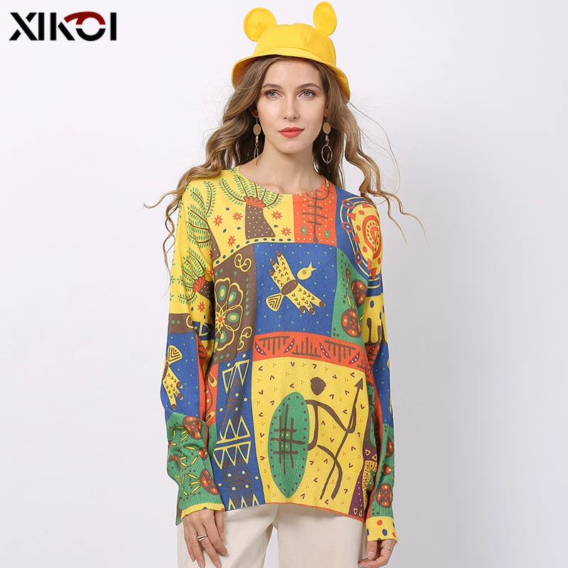 Женский трикотажный пуловер с длинным рукавом и круглым вырезом | Женская одежда