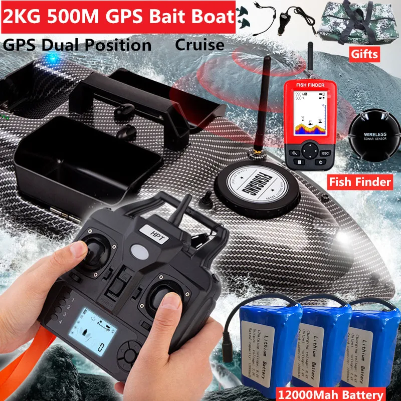 

GPS Smart Return Cruise RC Fishing Bait Boat 3Hopper Fixed Point Nesting 2KG 500m Dual Position 3 Hoppers Sonar Fish Boat VS V18