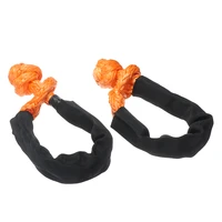 2pcs orange synthetic fiber car auto 12 synthetic soft shackle recovery straps 38000 lbs for winch rope protective sleeve tool