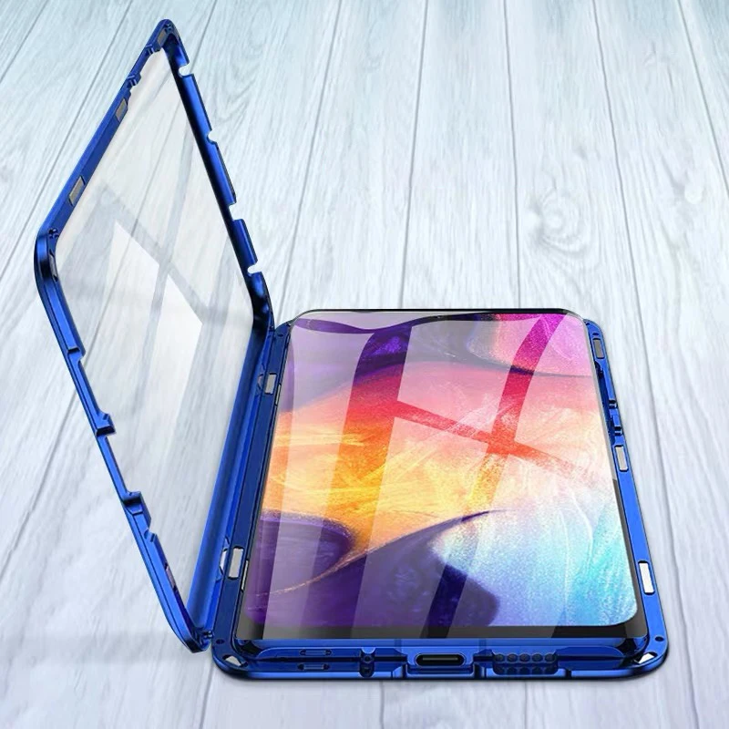 Чехол для Samsung Galaxy A10S A20S 360 двухсторонний металлический магнитный стеклянный