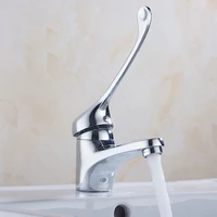 medical long handle hot and cold water faucet elbow laboratory faucet single hole wash basin bathroom cabinet faucet