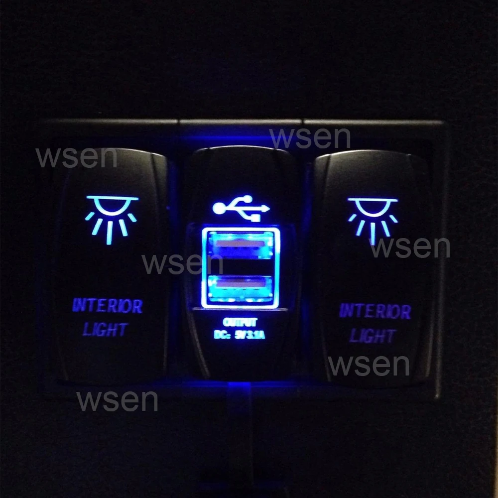 Лазерный рокерный переключатель с подсветкой 20 А 12 В светильник для салона