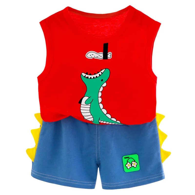 Новый летний костюм для маленьких девочек детский хлопковый жилет мальчиков