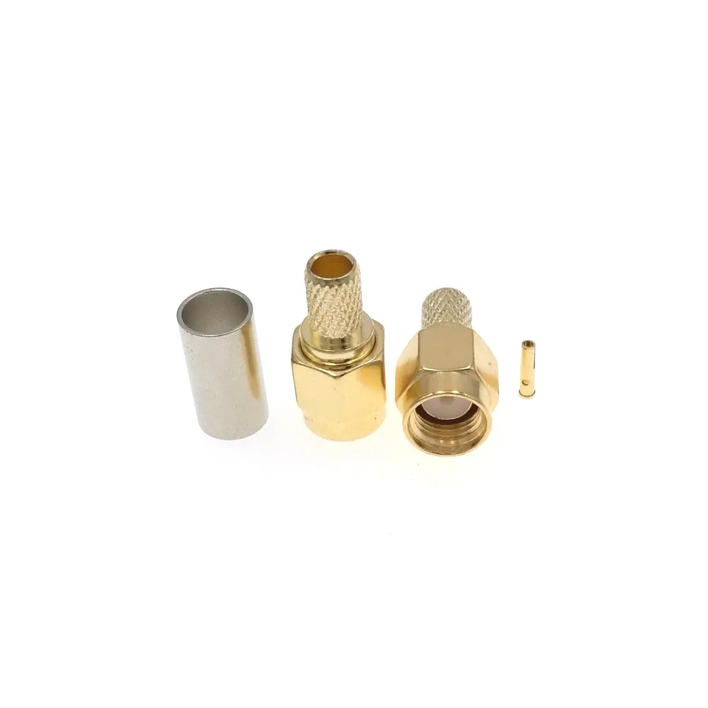 

RP-SMA Male RF Connector For RG58 LMR195 RG400 RG142 Cable