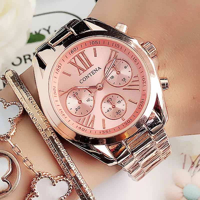 Reloj Mujer Montre Femme Contena Geneva 2020 женские часы розового золота Известный люксовый бренд